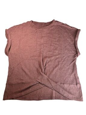 Women’s Textured Twist-Hem Short rolled Sleeve Top XL